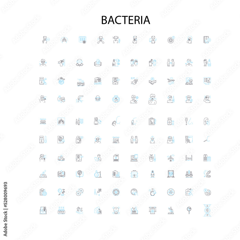 bacteria icons, signs, outline symbols, concept linear illustration line collection