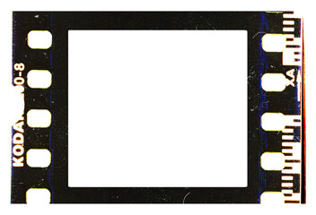 separated analog 35mm film strip frame color film with scale and grain and damage isolated