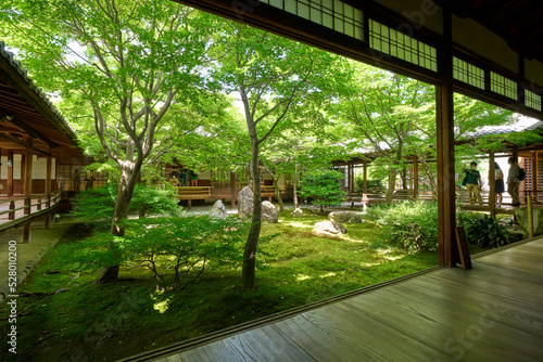 wooden japanese house and garden