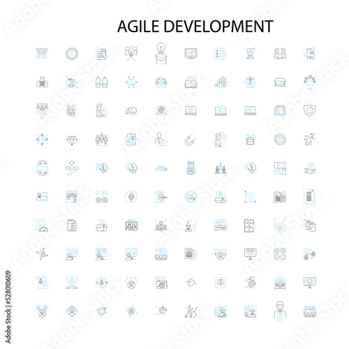 agile development icons, signs, outline symbols, concept linear illustration line collection