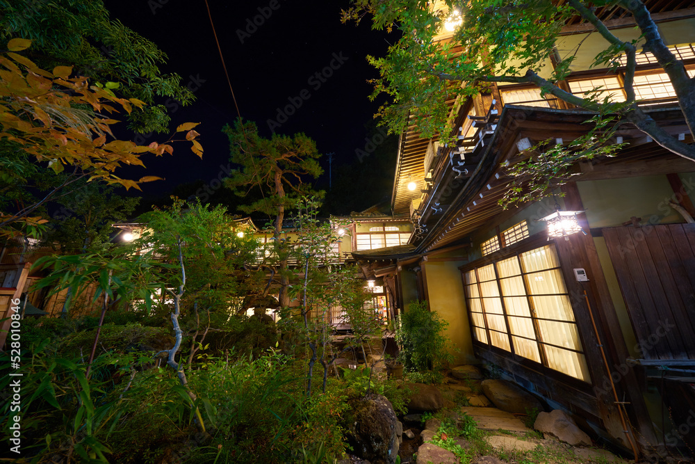 old japanese house in the night