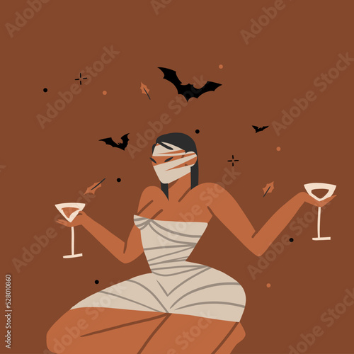 Hand drawn abstract vector graphic clipart illustrations,Halloween holiday costume party adult people characters collection set.Creepy Halloween design poster concept.Happy Halloween contemporary art.