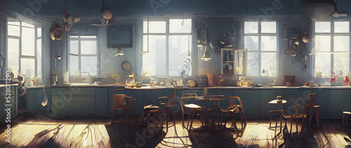 Artistic concept painting of a beautiful kitchen interior  background illustration.