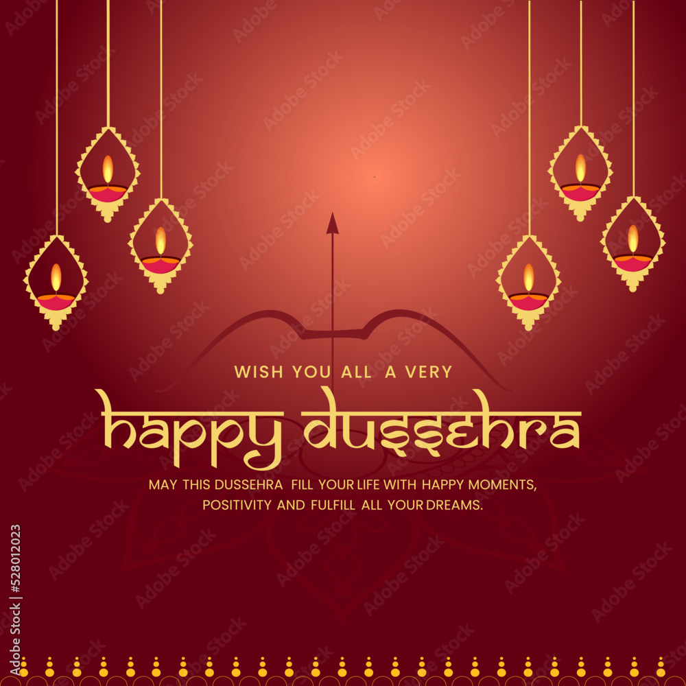 Happy Dussehra festival celebration Greeting card with bow and arrow. happy Diwali. Happy Dussehra festival celebration Greeting card with bow and arrow. happy Diwali.