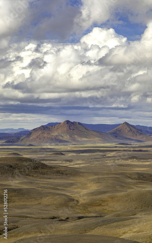 Icelandic landscape with blue sky and clouds
