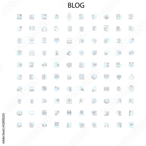 blog icons, signs, outline symbols, concept linear illustration line collection