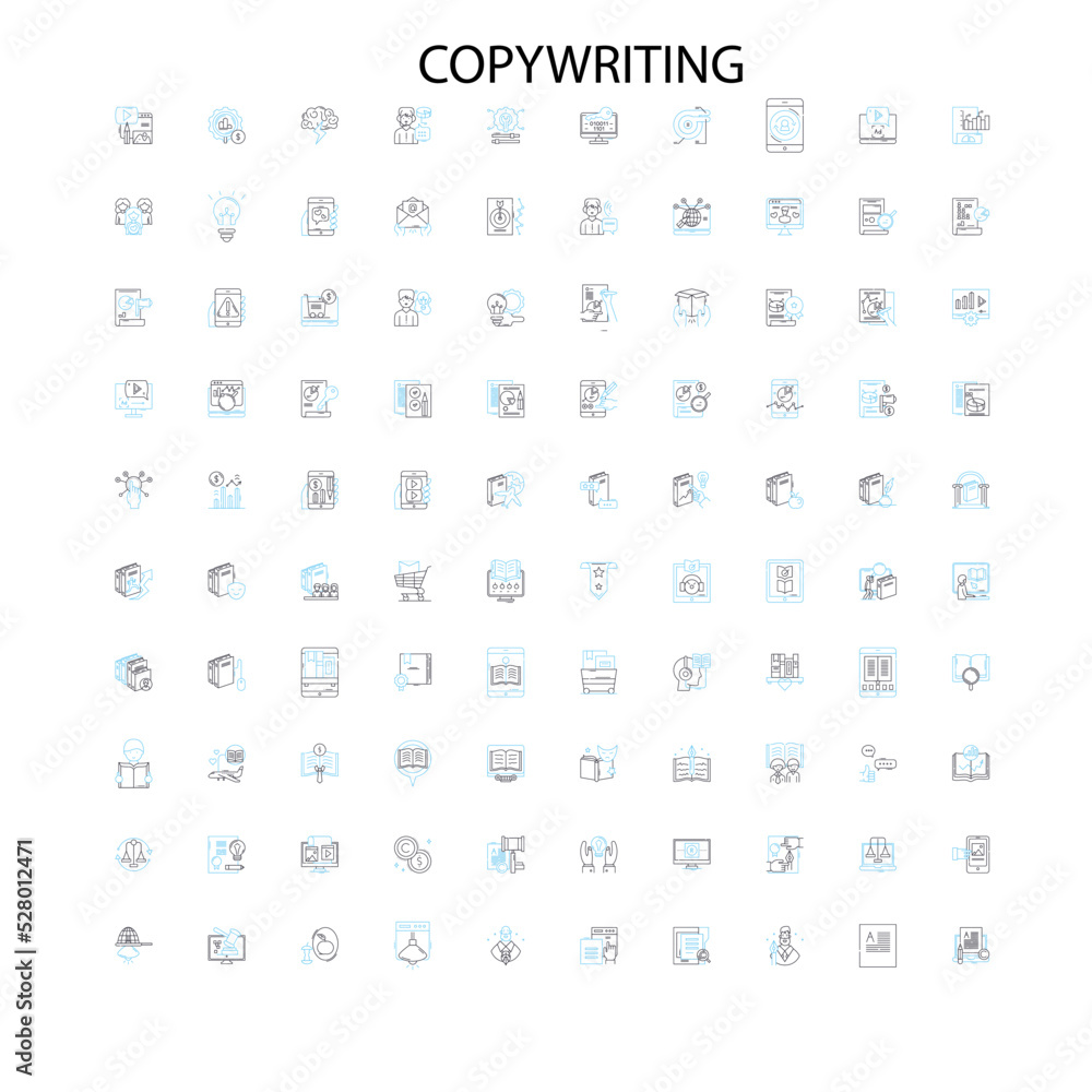 copywriting icons, signs, outline symbols, concept linear illustration line collection copywriting icons, signs, outline symbols, concept linear illustration line collection