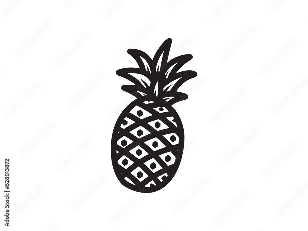 pineapple icon vector. line art hand drawing. pineapple icon vector. line art hand drawing.