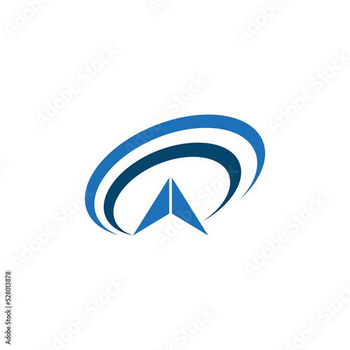 letter A arrow planet logo icon