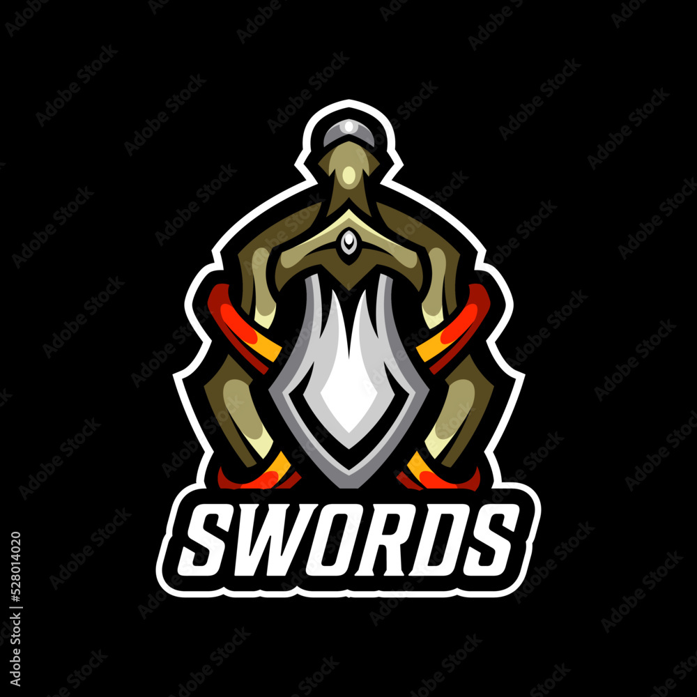 Sword logo illustration sport and e sport mascot logo, vector sports team logo