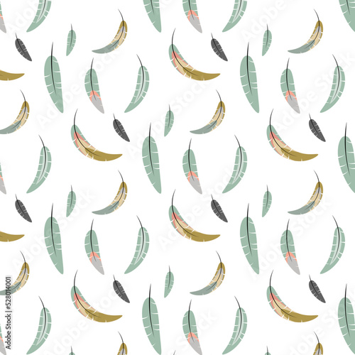 Art & Illustration Pattern with feathers. In pastel colors.