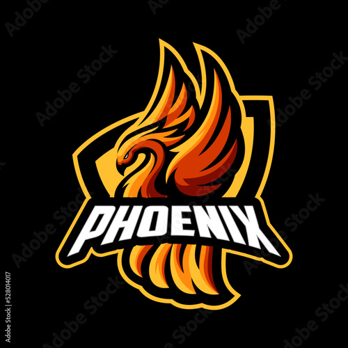 Phoenix Bird logo illustration sport and e sport mascot logo, vector animal sports team logo