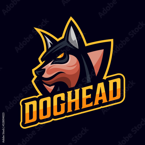 Dog Head logo illustration sport and e sport mascot logo, vector animal sports team logo