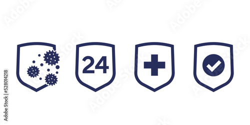 immune system, antibacterial protection icons set