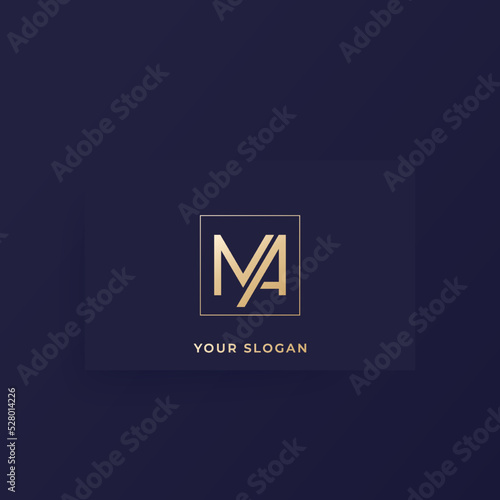 MA monogram, letters vector logo on a card
