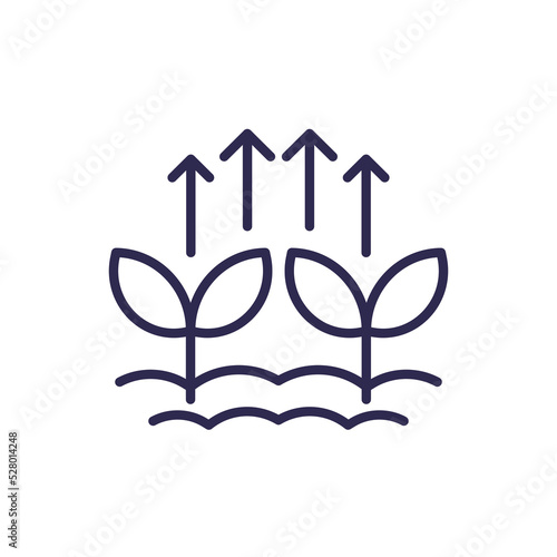 increase plant growth icon, line vector