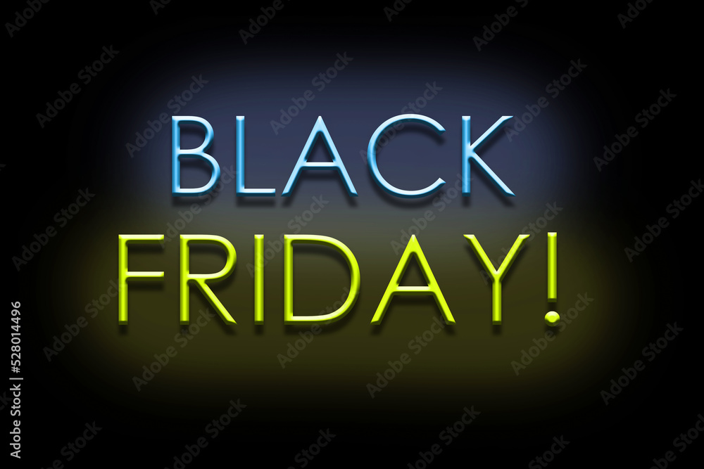 Black Friday. Neon sign is isolated on a black background. Trade. Business. Design element.