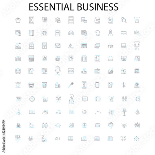 essential business icons, signs, outline symbols, concept linear illustration line collection