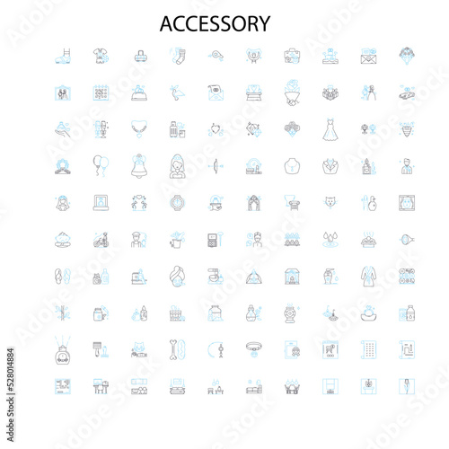 accessory icons, signs, outline symbols, concept linear illustration line collection