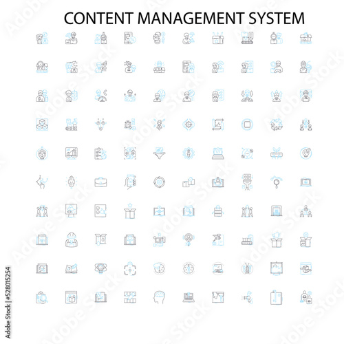 content management system icons, signs, outline symbols, concept linear illustration line collection