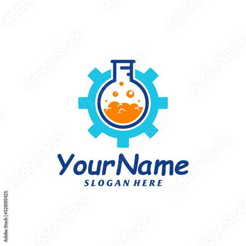 Gear Lab Logo Design Template. Science lab logo concept vector. Creative Icon Symbol