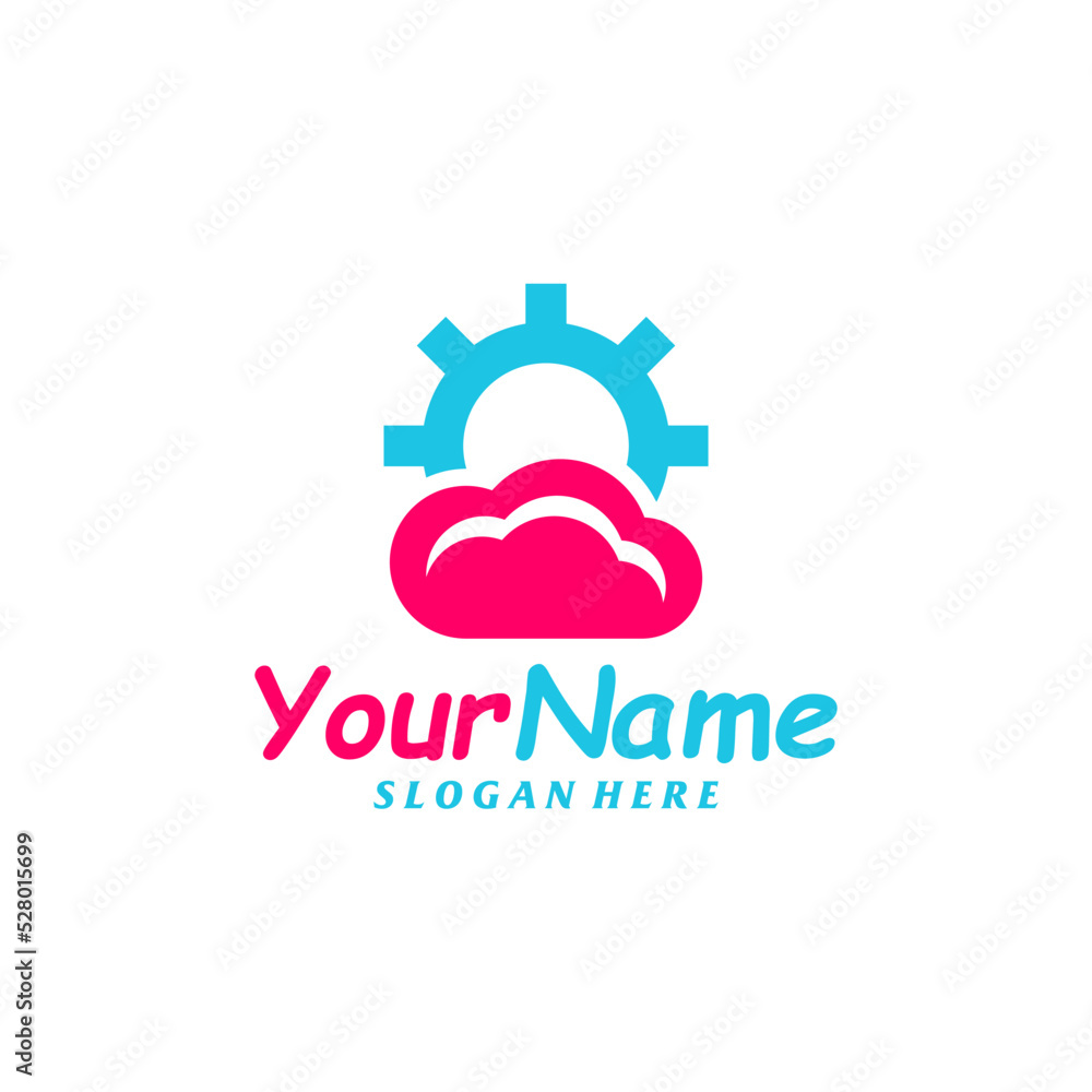 Cloud Gear Logo Design Template. Cloud logo concept vector. Creative Icon Symbol Cloud Gear Logo Design Template. Cloud logo concept vector. Creative Icon Symbol