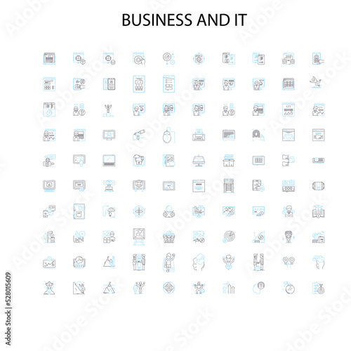 business and it icons, signs, outline symbols, concept linear illustration line collection