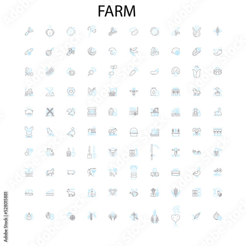 farm icons  signs  outline symbols  concept linear illustration line collection