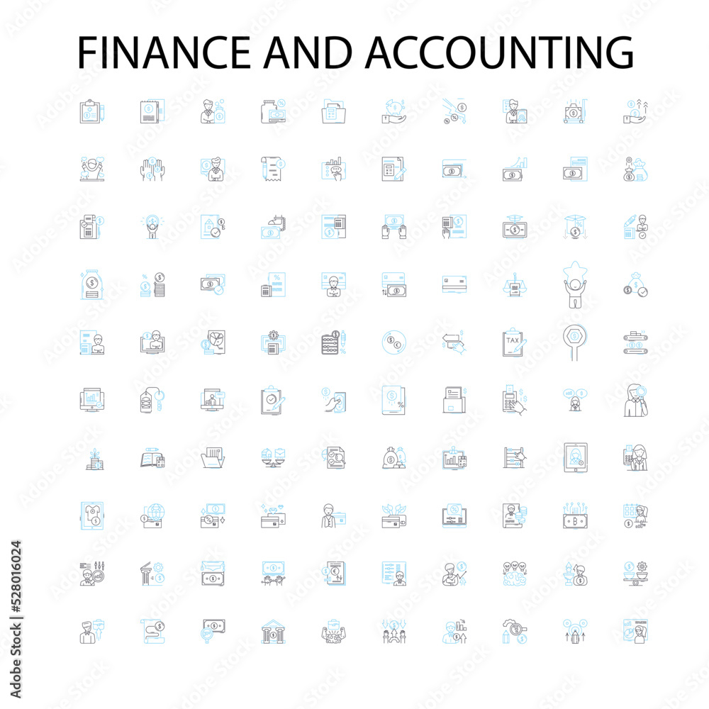 finance and accounting icons, signs, outline symbols, concept linear illustration line collection finance and accounting icons, signs, outline symbols, concept linear illustration line collection