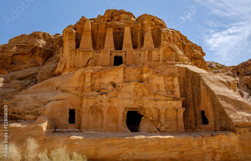 old ruins, ancient settlement in Petra, Jordan