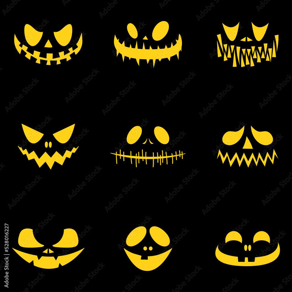 Halloween evil faces silhouettes. Evil smiles Halloween evil faces silhouettes. Evil smiles