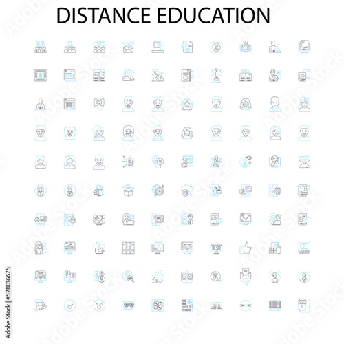 distance education icons  signs  outline symbols  concept linear illustration line collection