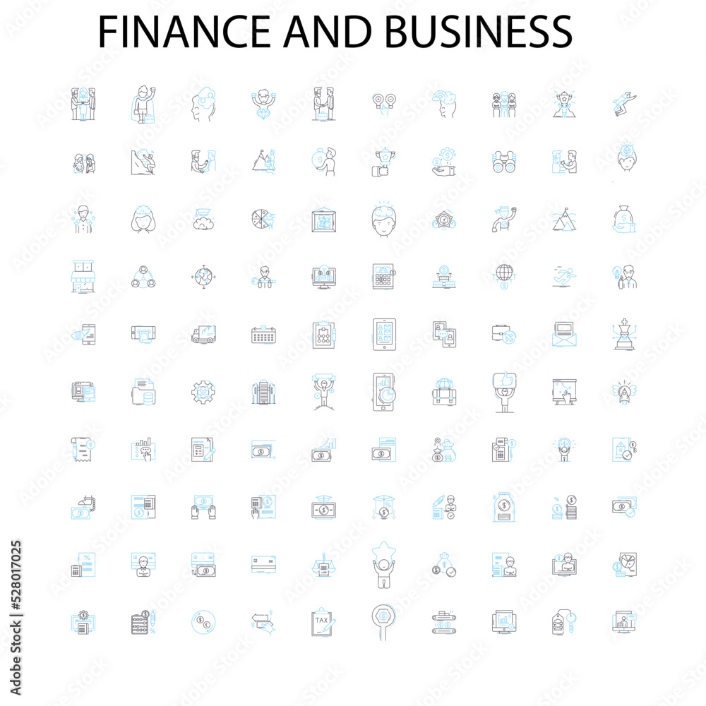 finance and business icons, signs, outline symbols, concept linear illustration line collection finance and business icons, signs, outline symbols, concept linear illustration line collection