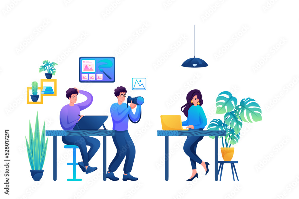 Fototapeta premium Modern photo shoot to create an image on a social network Concept for web design