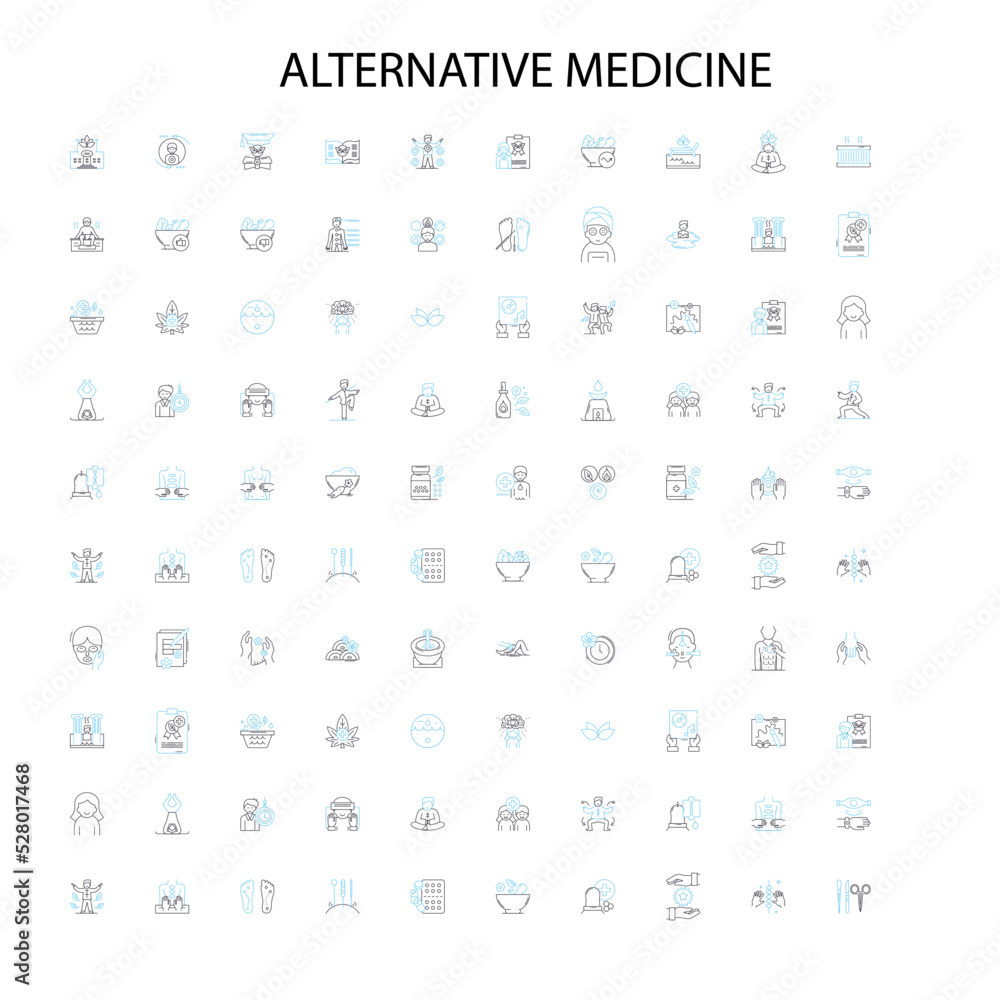alternative medicine icons, signs, outline symbols, concept linear illustration line collection alternative medicine icons, signs, outline symbols, concept linear illustration line collection