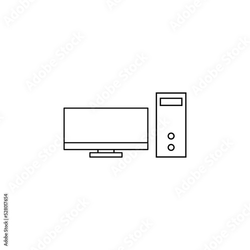 Desktop computer icon flat sign for mobile concept and web design