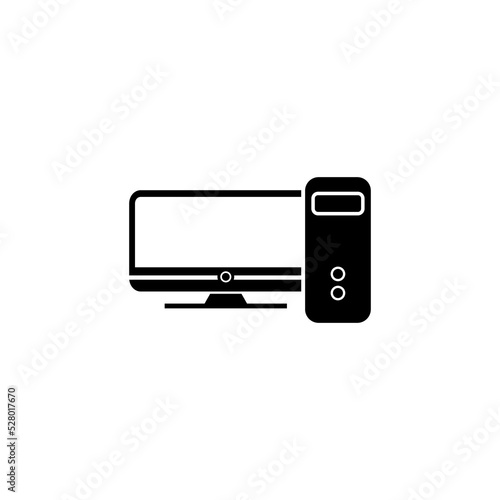 Desktop computer icon flat sign for mobile concept and web design