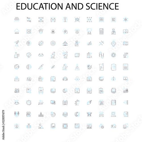 education and science icons, signs, outline symbols, concept linear illustration line collection
