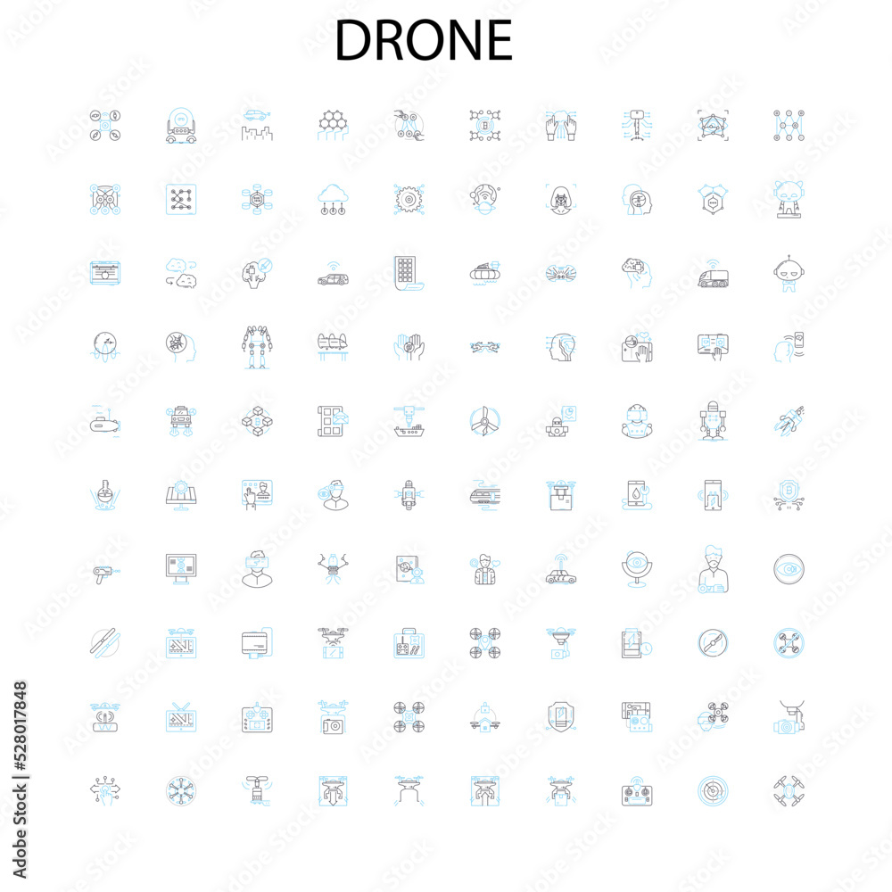 drone icons, signs, outline symbols, concept linear illustration line collection drone icons, signs, outline symbols, concept linear illustration line collection