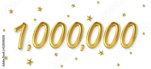 3d golden 1 million with star background. 3d illustration.