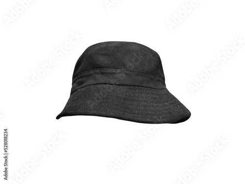 black bucket hat on a white background