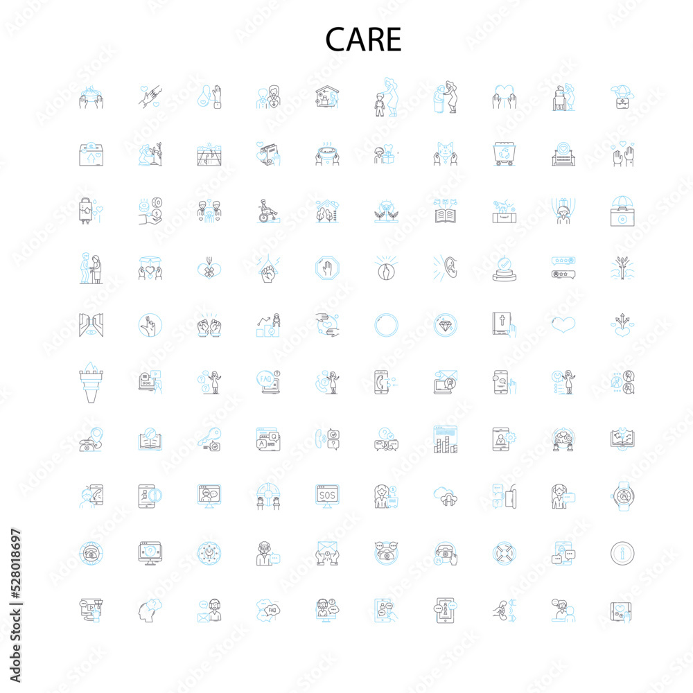 care icons, signs, outline symbols, concept linear illustration line collection care icons, signs, outline symbols, concept linear illustration line collection