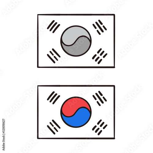 Hand Drawn South Korea Flag Illustration - Vector