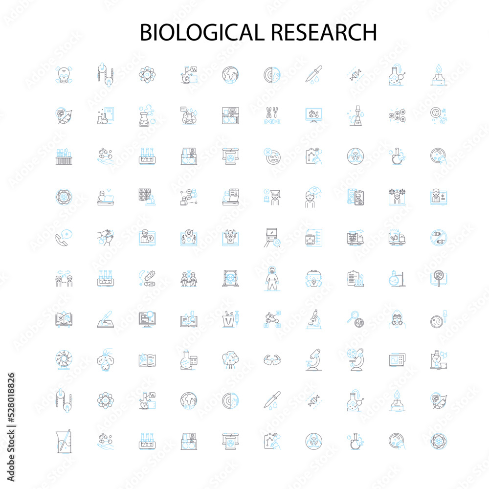 biological research icons, signs, outline symbols, concept linear illustration line collection biological research icons, signs, outline symbols, concept linear illustration line collection