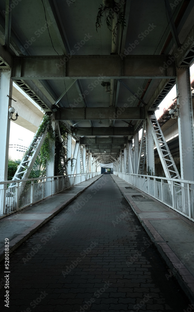 A picture with noise effect under bridge pedestrian walkway in Klang.