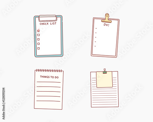 sticky note, reminder, to do list in doodle style doodle isolated on white background. Hand drawn style vector design illustrations.