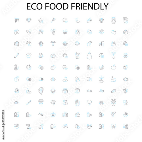 eco food friendly icons  signs  outline symbols  concept linear illustration line collection