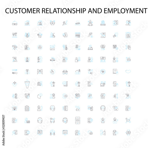 customer relationship and employment icons  signs  outline symbols  concept linear illustration line collection