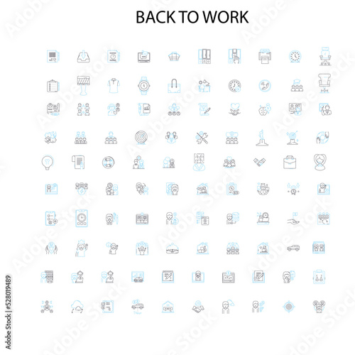 back to work icons, signs, outline symbols, concept linear illustration line collection
