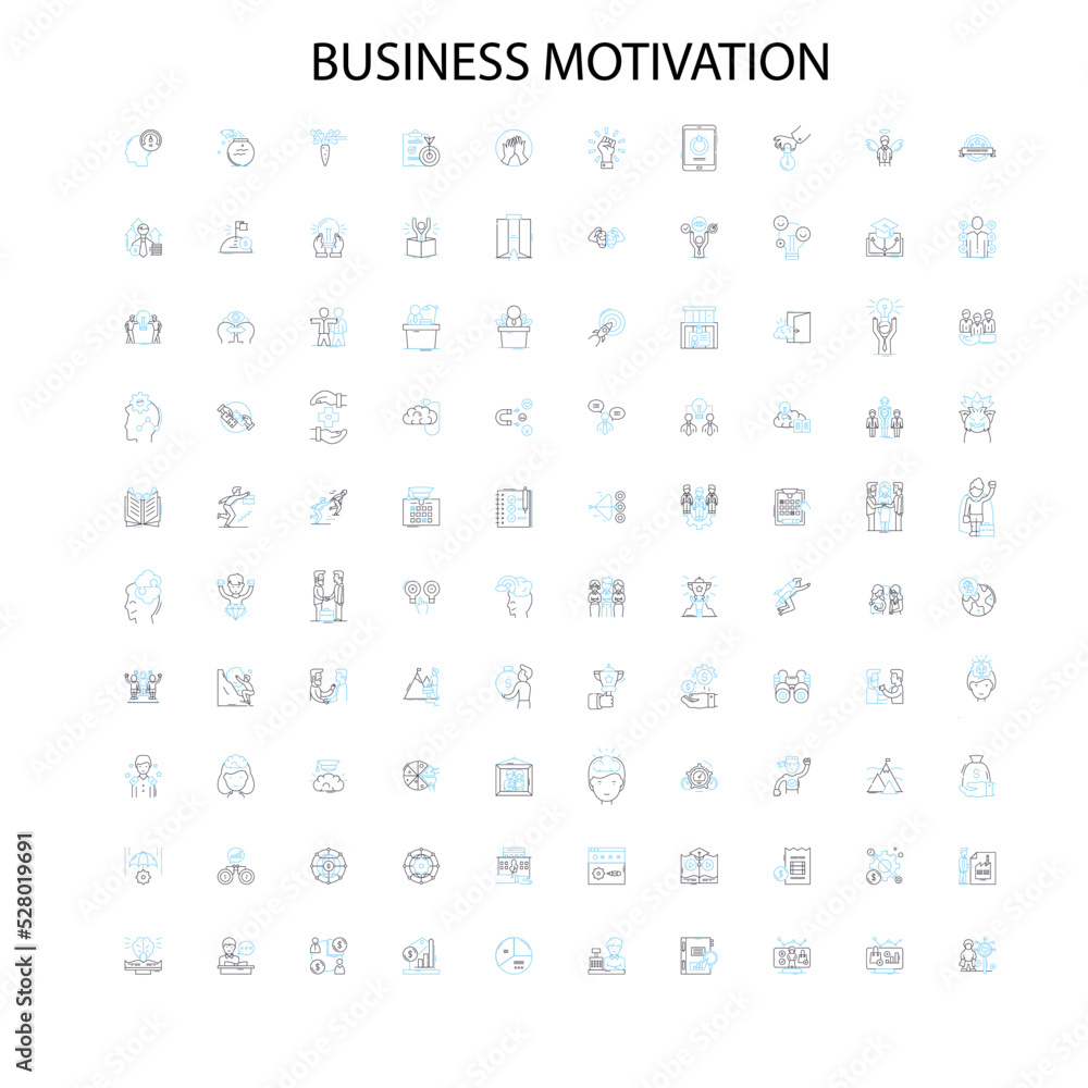 business motivation icons, signs, outline symbols, concept linear illustration line collection business motivation icons, signs, outline symbols, concept linear illustration line collection